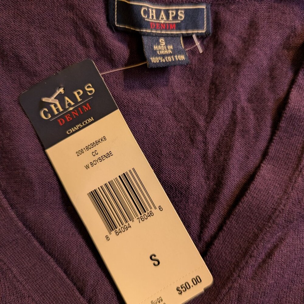 WOMEN'S PURPLE SWEATER Cardigan S Small New Nwt Button Up Chaps Denim with Tags - Picture 2 of 4